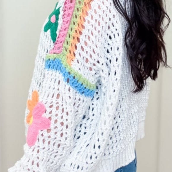 Colorful Floral Knit Women's Sweater - Picture 1 of 2